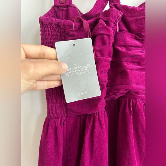 NWT Anthropologie HD In Paris Magenta Pink Suede Paca Halter Dress - Picture 11 of 16